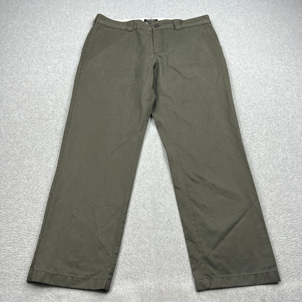 Filson Bremerton Work Pants Mens 38x32 Raven Straight Leg Durable Cotton Chinos